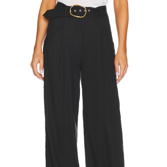 NWT $448 Veronica Beard Black Rimini Belted Wide Leg Pant Size 4